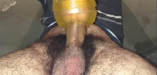  Hairy man fleshlight masturbation